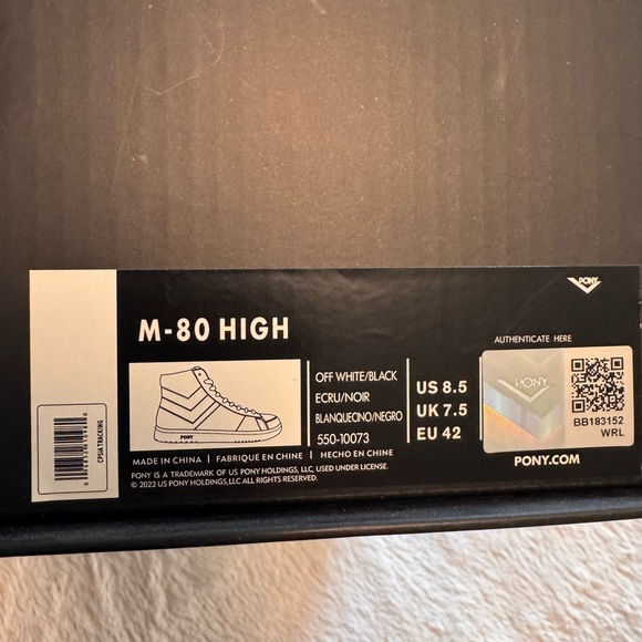 PONY Men's White and Black High-Top Sneakers - Picture 3 of 5